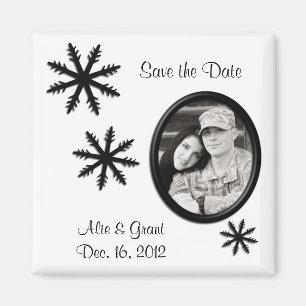 Black & White Winter Wedding Save the Date Magnet