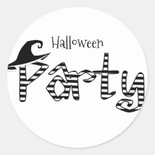 Black & White Witch Halloween Party Classic Round Sticker