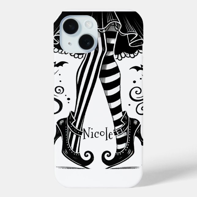 Black & White Witch Legs Whimsical Halloween Party Case-Mate iPhone Case (Back)