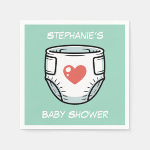 Black & White with a Red Heart Baby Diaper Napkin