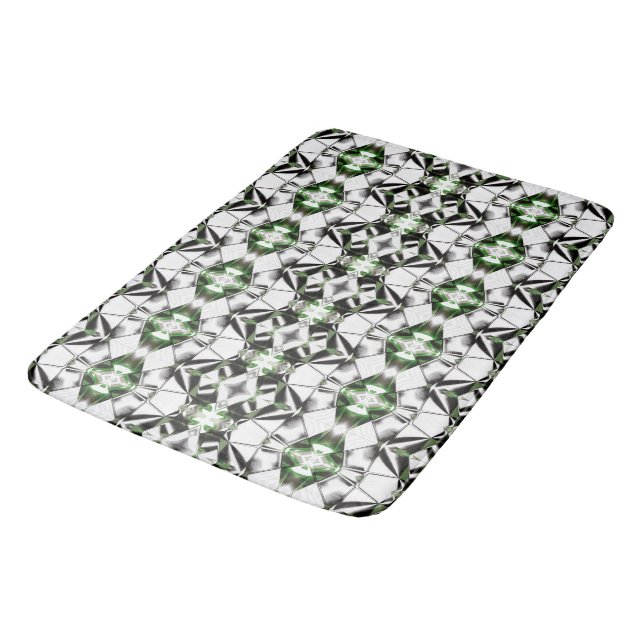 Black & White with green, rapport of virtual lines Bath Mat (Angled)