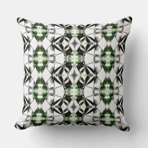 Black & White with green, rapport of virtual lines Throw Pillow