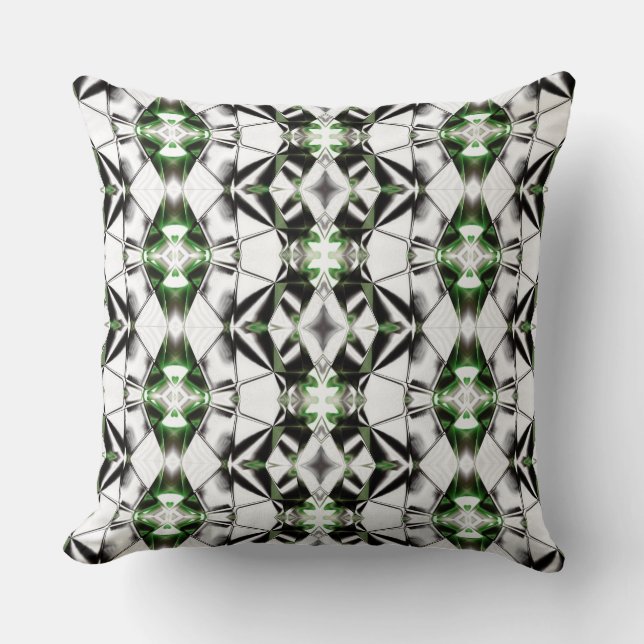 Black & White with green, rapport of virtual lines Throw Pillow (Front)