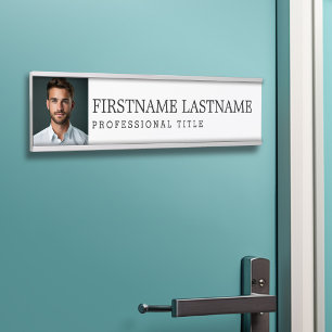 Black White with Name Professional Title and Photo Door Sign