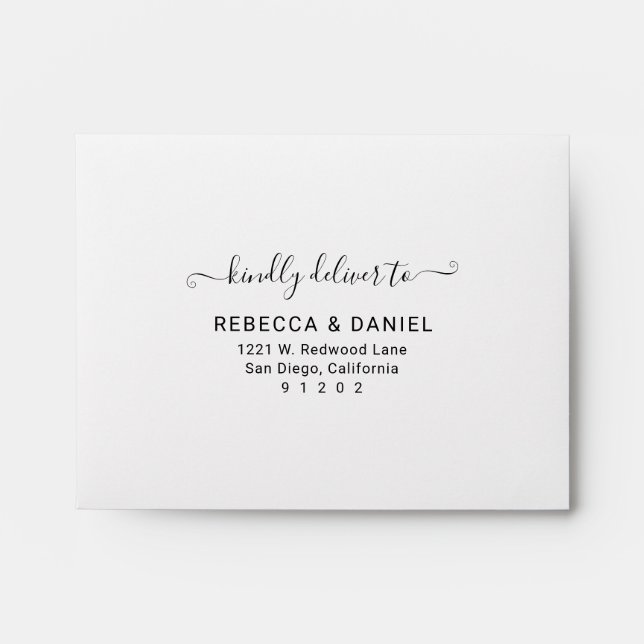 Black & White with Return Address Wedding RSVP Envelope (Front)
