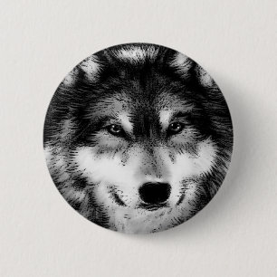Black & White Wolf 2 Inch Round Button