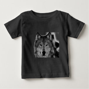 Black & White Wolf Artwork Baby T-Shirt