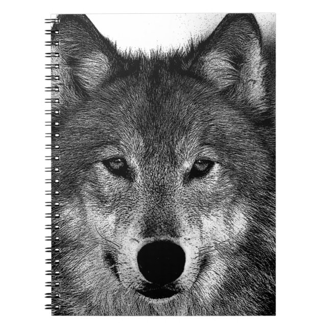 Black & White Wolf Artwork Notebook (Front)