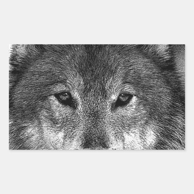 Black & White Wolf Artwork Sticker (Front)