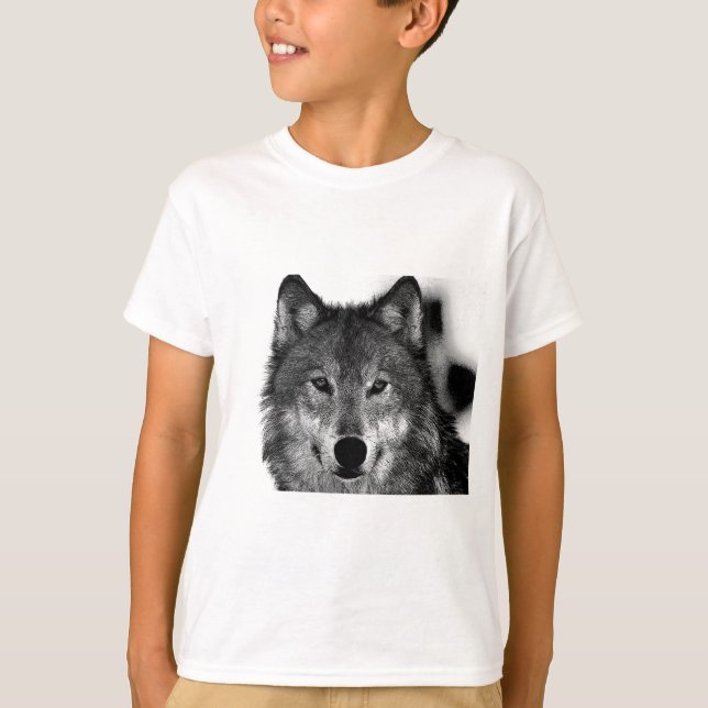 Black & White Wolf Artwork T-Shirt (Front)