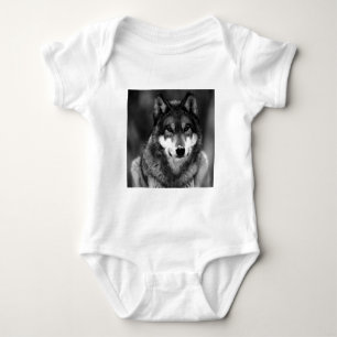 Black & White Wolf Baby Bodysuit