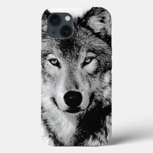 Black & White Wolf iPhone 13 Case