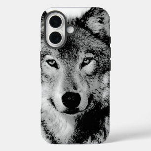 Black & White Wolf iPhone 16 Case
