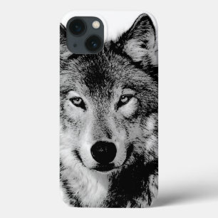 Black & White Wolf iPhone 13 Case