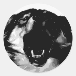 Black & White Wolf Classic Round Sticker