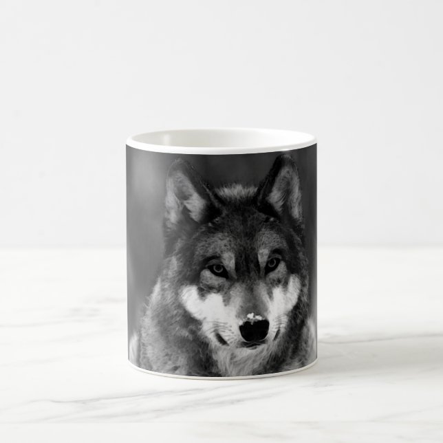Black & White Wolf Coffee Mug (Center)