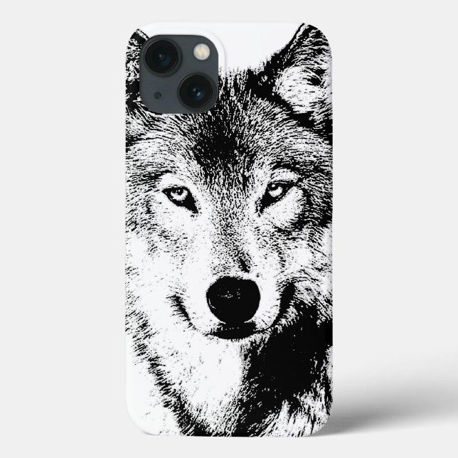 Black & White Wolf Creative Stylish Artwork Case-Mate iPhone Case (Back)