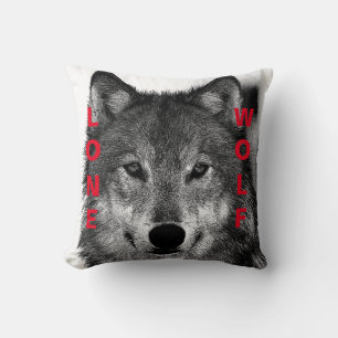 Black & White Wolf Eye Artwork Throw Pillow