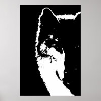 Black & White Wolf Eye Pop Art Poster
