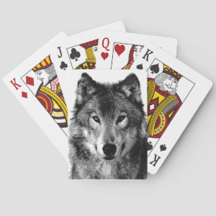 Black & White Wolf Eyes Playing Cards
