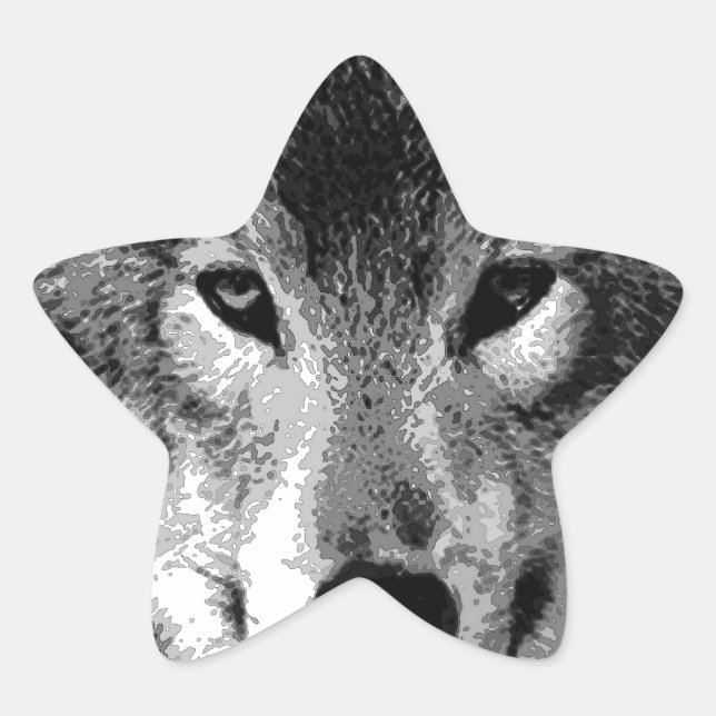 Black & White Wolf Eyes Star Sticker (Front)