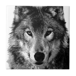 Black & White Wolf Eyes Tile
