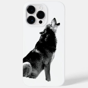 Black & White Wolf Howling at Moon Case-Mate iPhone 14 Pro Max Case