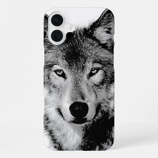 Black & White Wolf iPhone Case (Back)