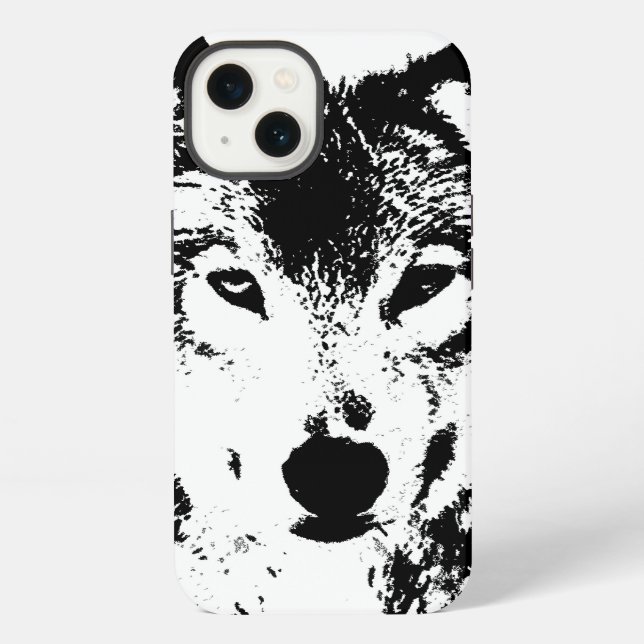 Black & White Wolf iPhone Case (Back)
