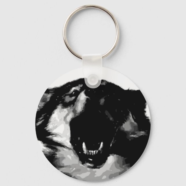 Black & White Wolf Keychain (Front)