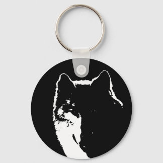 Black & White Wolf Keychain