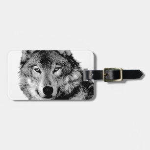 Black & White Wolf Luggage Tag