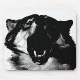 Black & White Wolf Mouse Pad