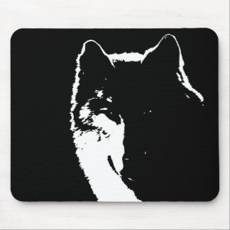 Black & White Wolf Mouse Pad