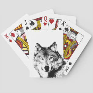 Black & White Wolf Playing Cards