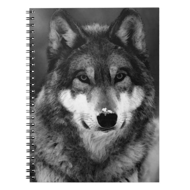Black & White Wolf Portrait Notebook (Front)