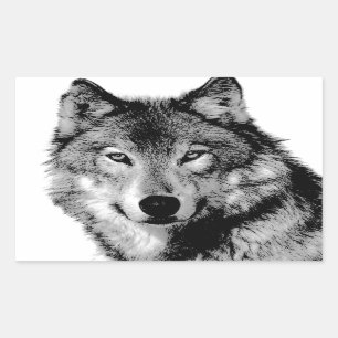 Black & White Wolf Sticker