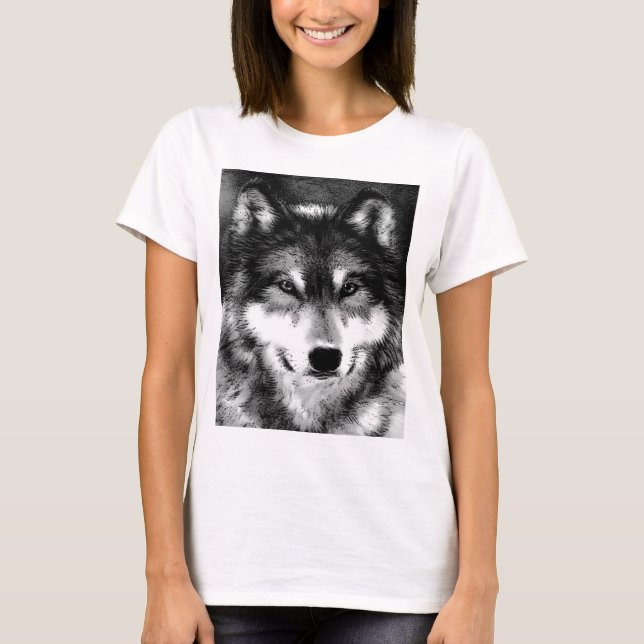 Black & White Wolf T-Shirt (Front)