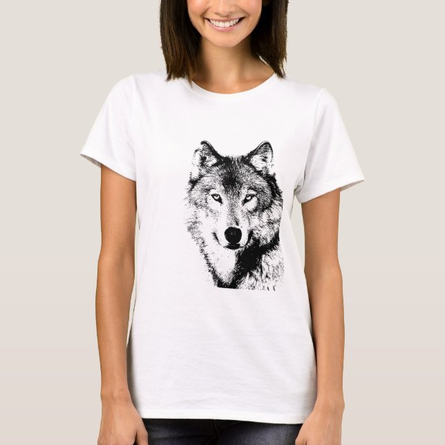 Black & White Wolf T-Shirt (Front)