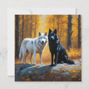 Black White Wolves Postcard