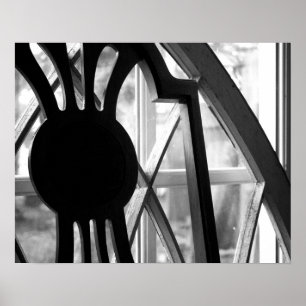 Black & White Wooden Chair in Cabin Window 16x20 Poster