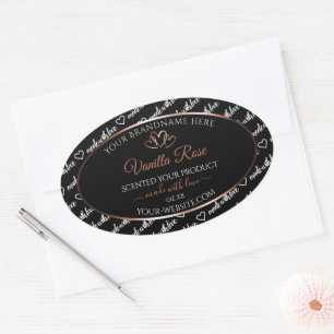 Black White Word Art Product Label Rosegold Hearts