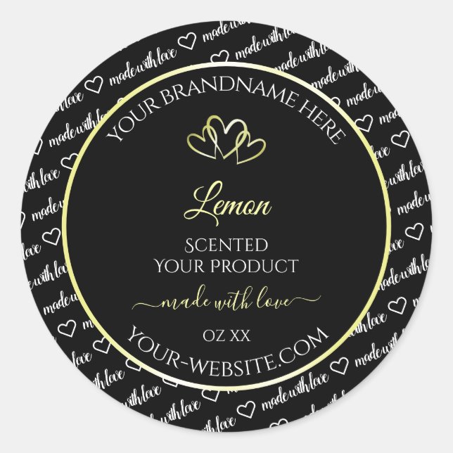 Black White Word Art Product Labels Cream Hearts (Front)