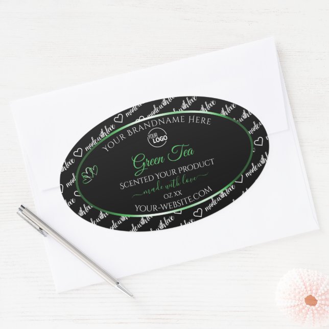 Black White Word Cloud Green Product Labels Logo (Envelope)