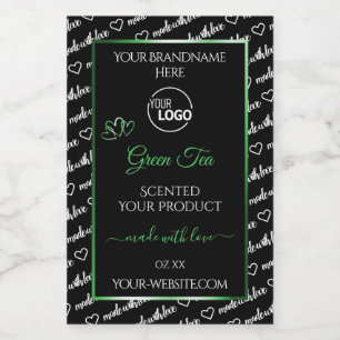 Black White Word Cloud Green Product Labels Logo