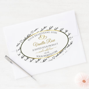 Black White Word Cloud Product Label Golden Hearts