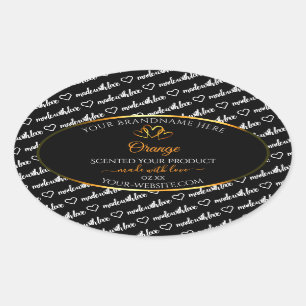 Black White Word Cloud Product Label Orange Hearts