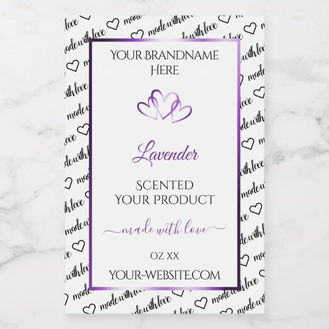 Black White Word Cloud Product Label Purple Hearts (Single Label)