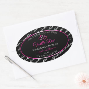 Black White Word Cloud Product Labels Pink Hearts