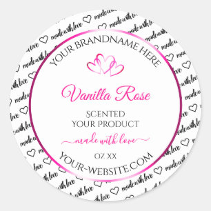 Black White Word Cloud Product Labels Pink Hearts